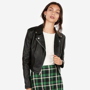NWT Vegan Leather Cropped Zip Moto Jacket